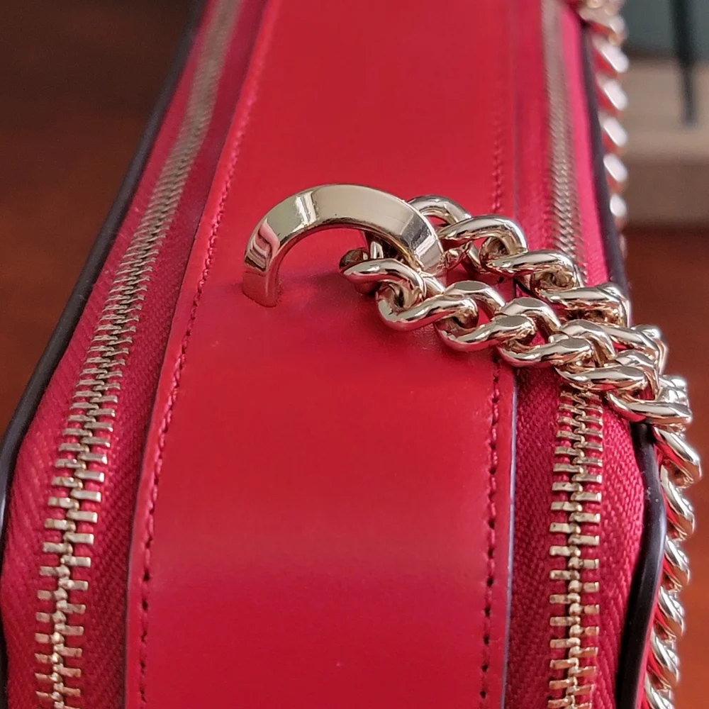 Kate Spade Izzy Red Italian Leather Chain Crossbody Bag